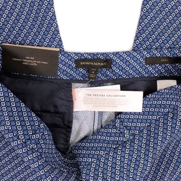 Banana Republic Avery Blue Geometric Stripe Ankle Pants Womens Size 4P Petite - Picture 7 of 7